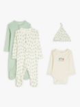 John Lewis ANYDAY Baby Keep Growing Bodysuit, Sleepsuits & Hat Set, Multi