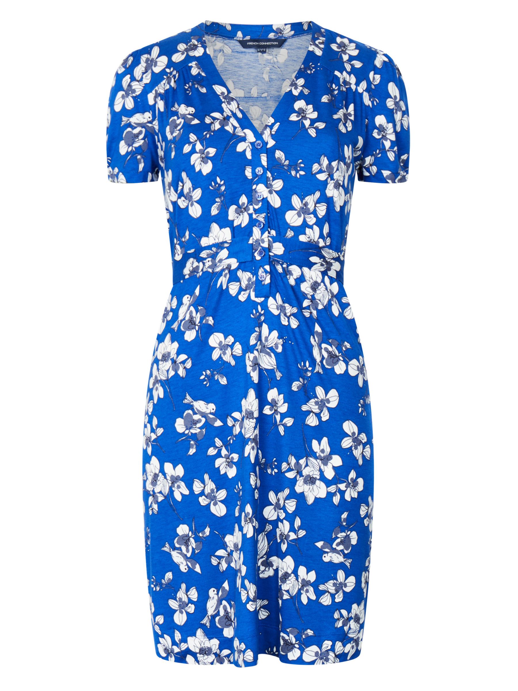 French Connection Floral Print Mini Dress, Blue at John Lewis & Partners