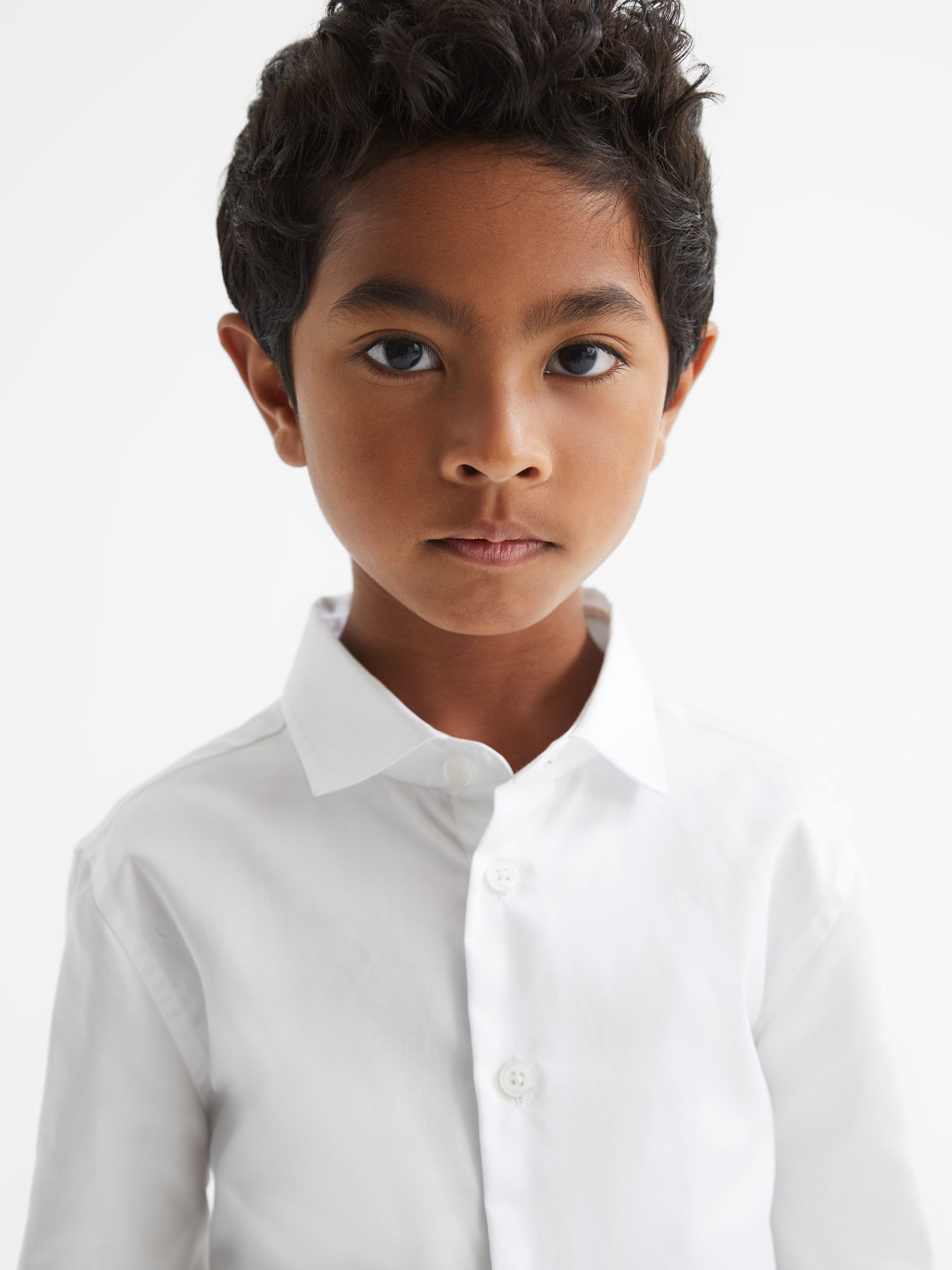 Reiss Kids' Remote Cotton Poplin Shirt, White at John Lewis & Partners
