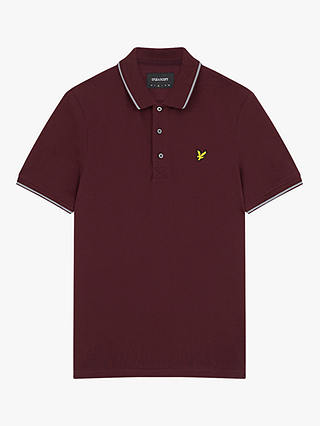 Lyle & Scott Short Sleeve Tipped Polo Shirt, W537 Burgundy/Marl