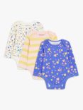 John Lewis ANYDAY Baby Confetti/Heart/Stripe Bodysuits, Pack of 3, Multi