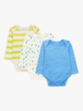 John Lewis ANYDAY Baby Stripe/Spot/Wave Bodysuits, Pack of 3, Blue