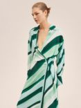 Mango Stripe Wrap Midi Dress, Green