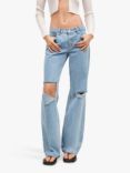 Mango Eloise Ripped Loose Fit Jeans, Blue