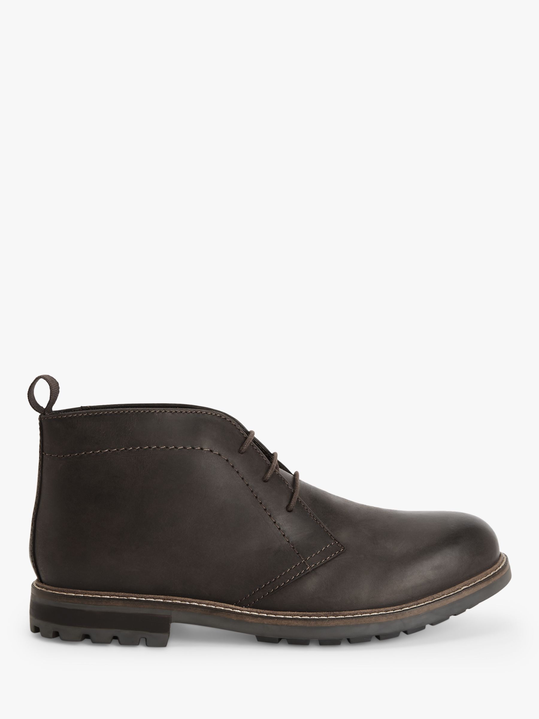 John Lewis Leather Lace Up Chukka Boots, Dark Brown