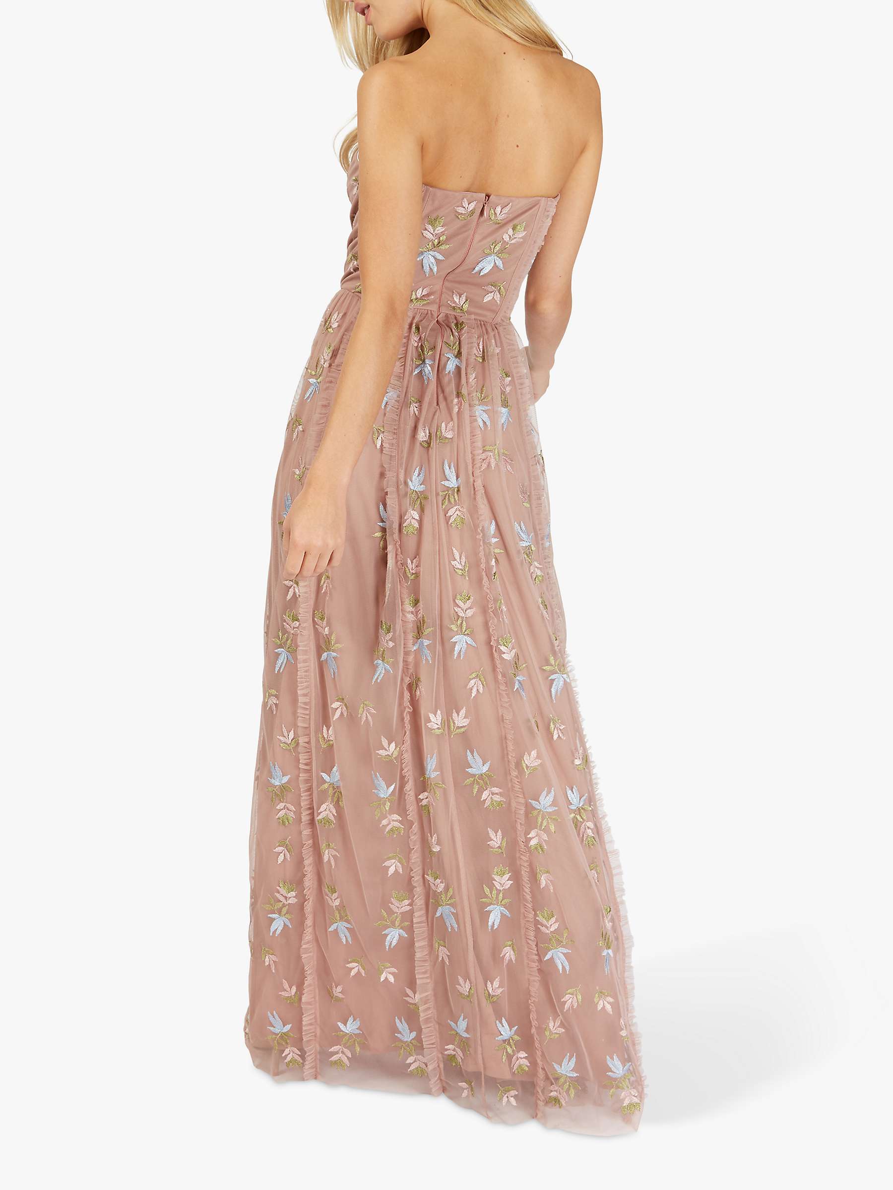 Buy Little Mistress Embroidered Floral Bandeau Maxi Dress, Purple Online at johnlewis.com