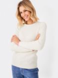 Crew Clothing Heritage Cashmere Blend Cable Knit Jumper, Cream