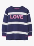 Crew Clothing Kids' LOVE Stripe Jumper, Blue