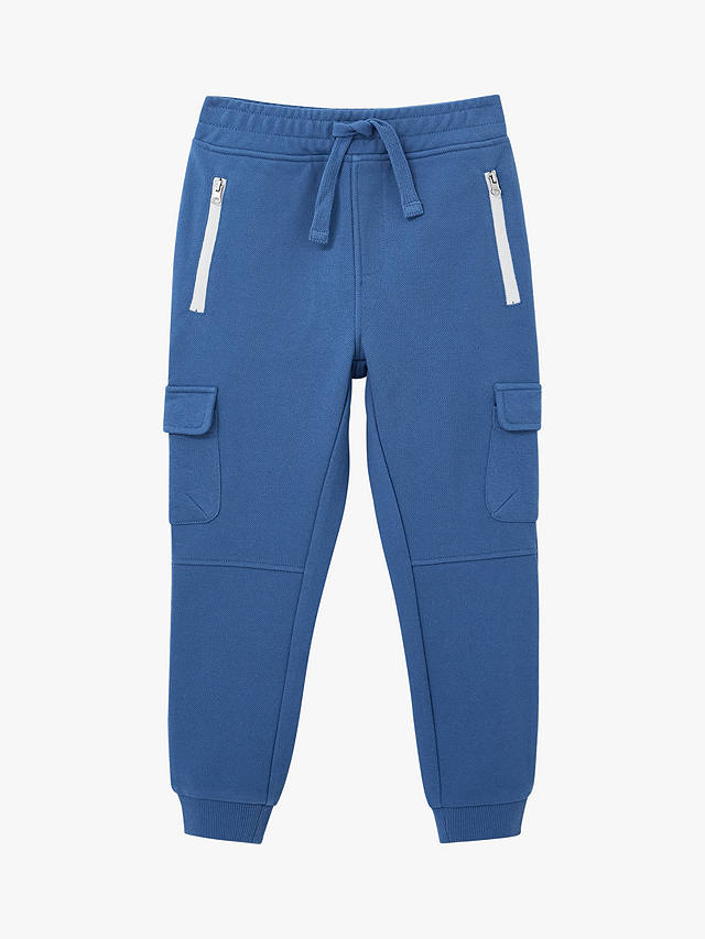 Crew Clothing Kids' Textured Cargo Joggers, Mid Blue at John Lewis ...