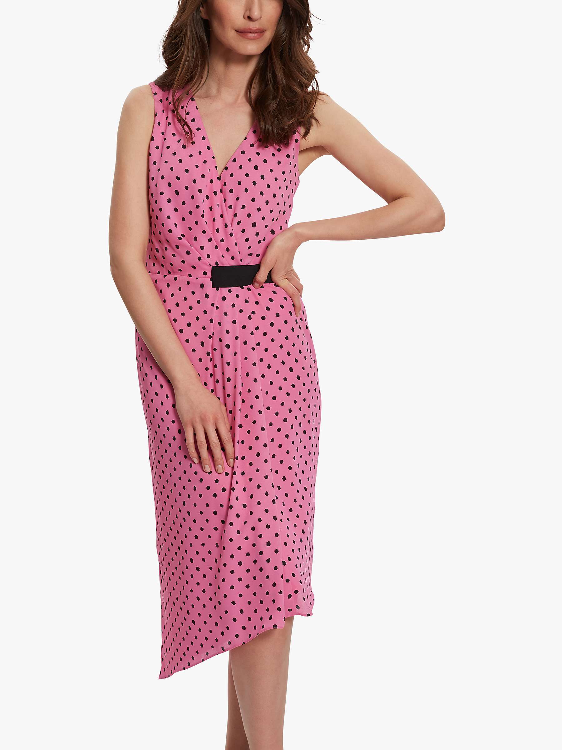 Buy Gina Bacconi Kari Asymmetric Polka Wrap Midi Dress, Pink/Black Online at johnlewis.com