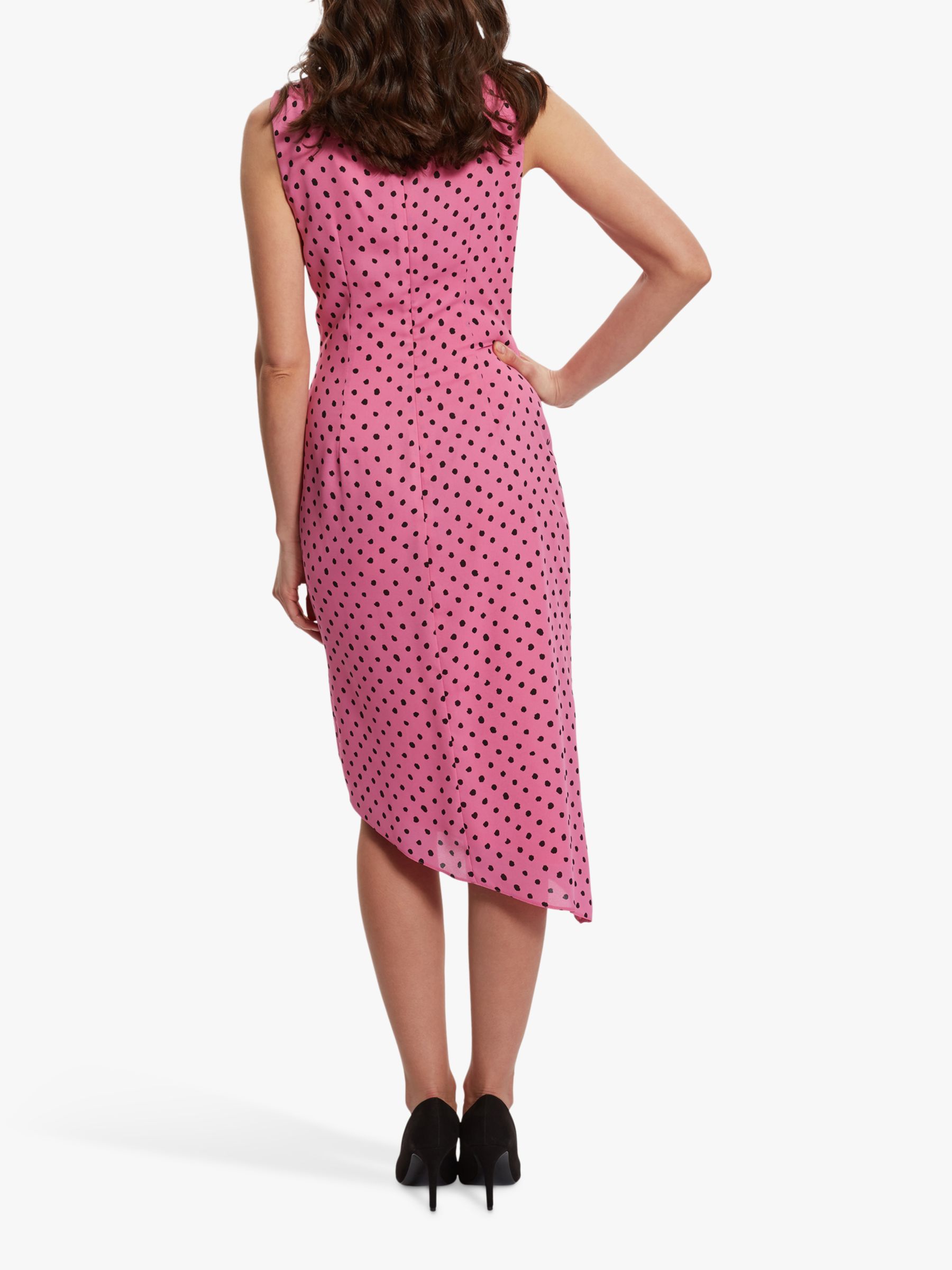 Buy Gina Bacconi Kari Asymmetric Polka Wrap Midi Dress, Pink/Black Online at johnlewis.com