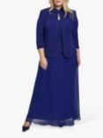 Gina Bacconi Nathalia Jacquard Knit Maxi Dress and Jacket, Electric Blue