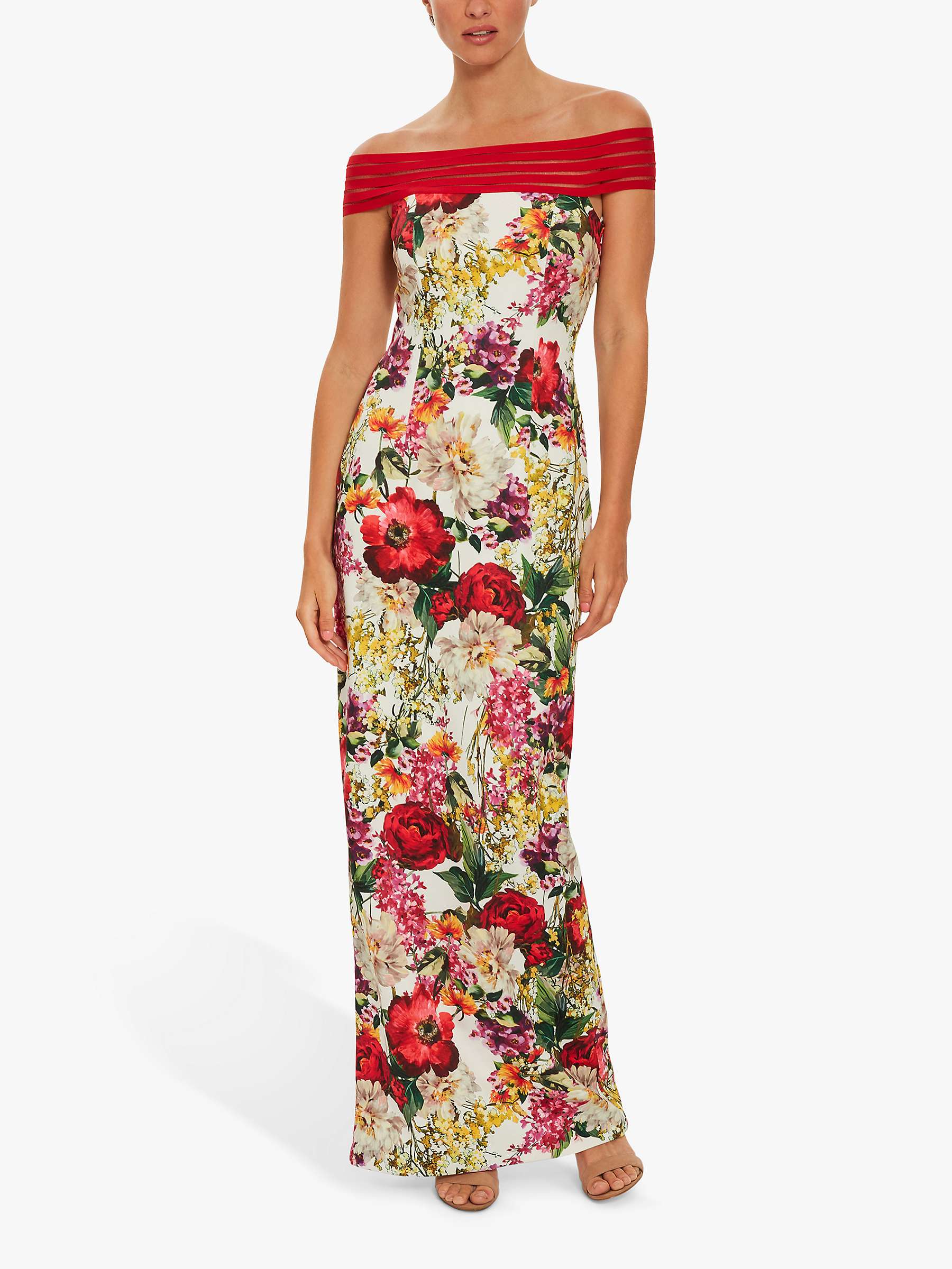 Gina Bacconi Leilyn Scuba Floral Maxi Dress, Multi at John Lewis & Partners