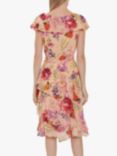 Gina Bacconi Joy Floral Chiffon Ruffle Dress, Blush/Multi