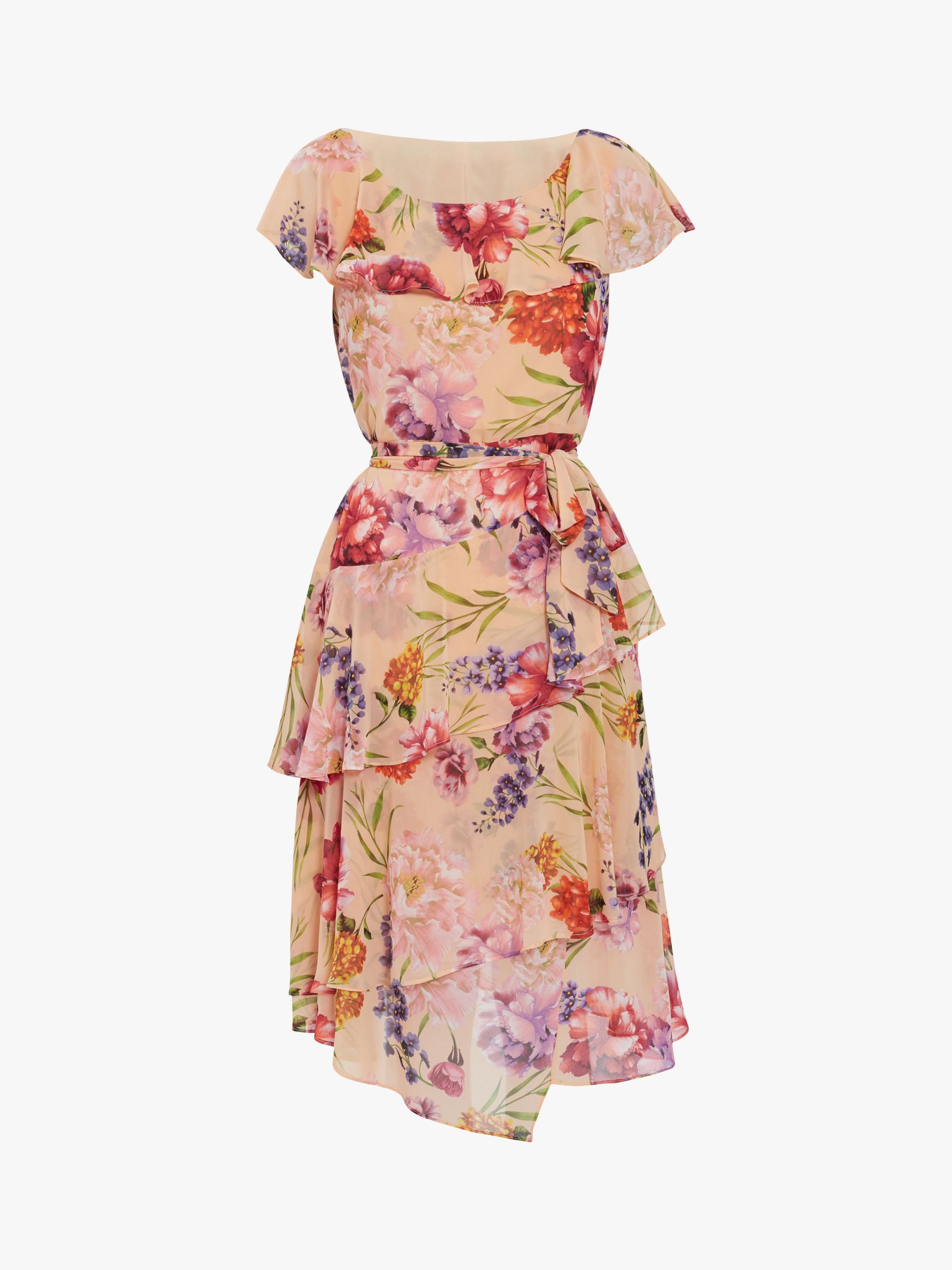 Buy Gina Bacconi Joy Floral Chiffon Ruffle Dress, Blush/Multi Online at johnlewis.com