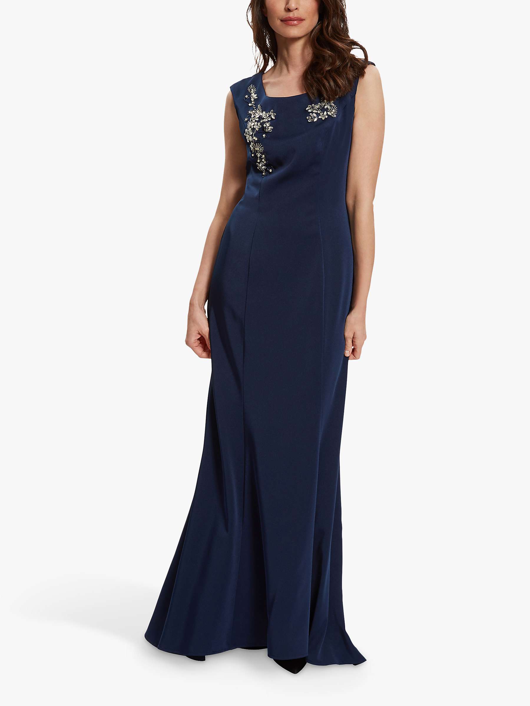 Buy Gina Bacconi Westly Satin Beaded Dress, Navy Online at johnlewis.com