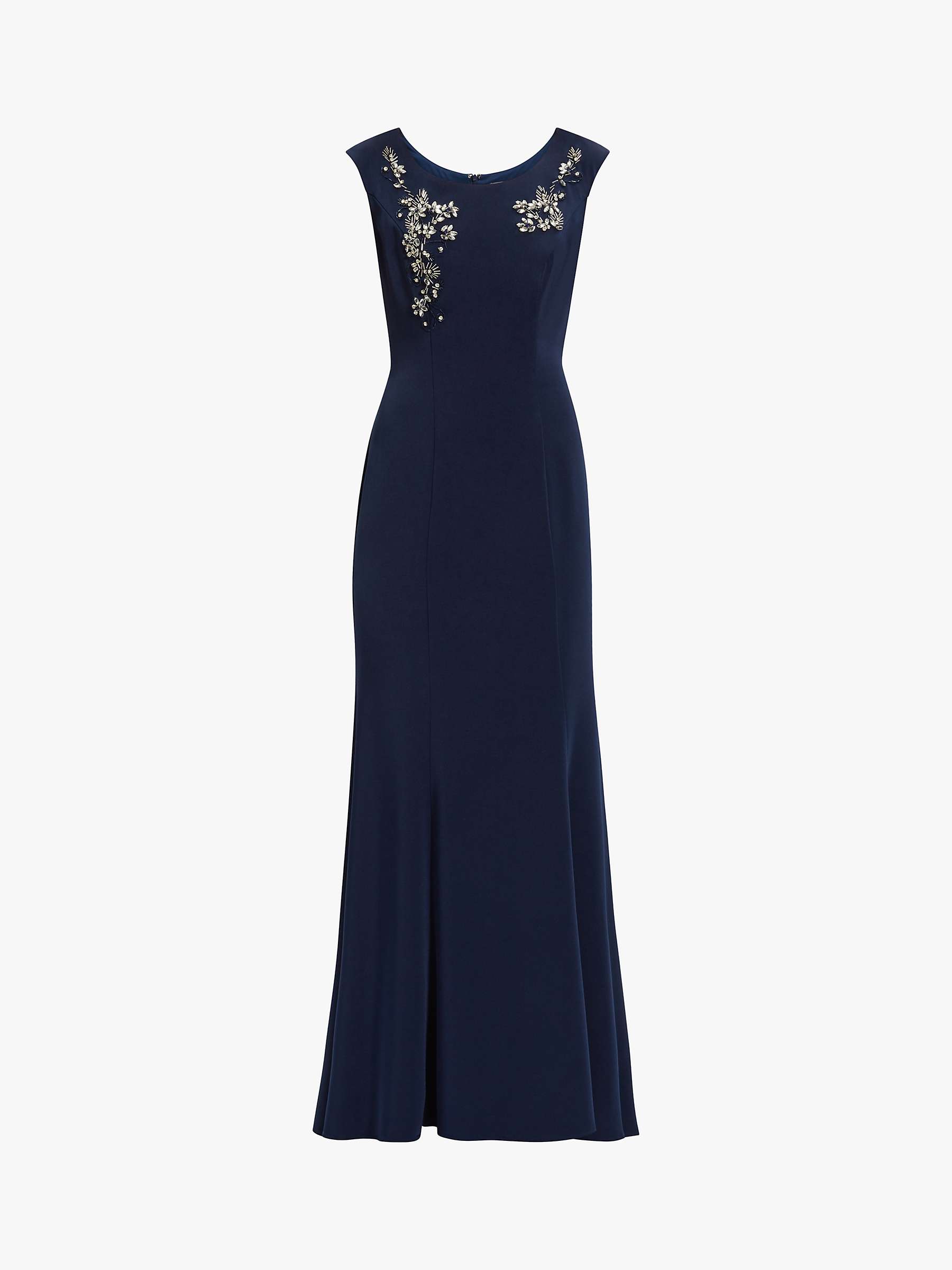 Buy Gina Bacconi Westly Satin Beaded Dress, Navy Online at johnlewis.com