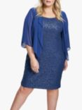 Gina Bacconi Plus Size Onika Embellished Cape Dress, Cornflower