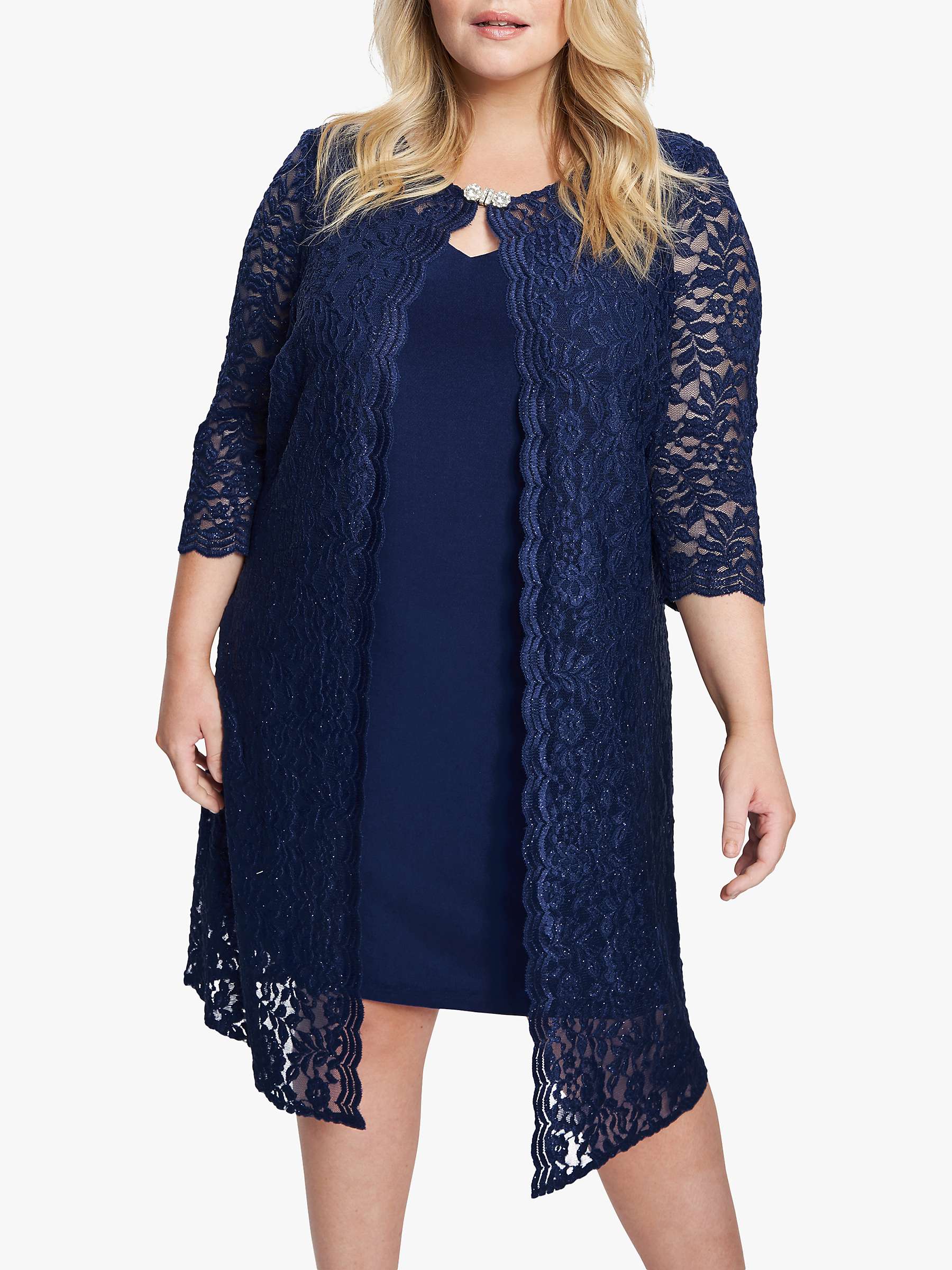 Buy Gina Bacconi Honey Lace Overcoat Jersey Dress, Spring Navy Online at johnlewis.com