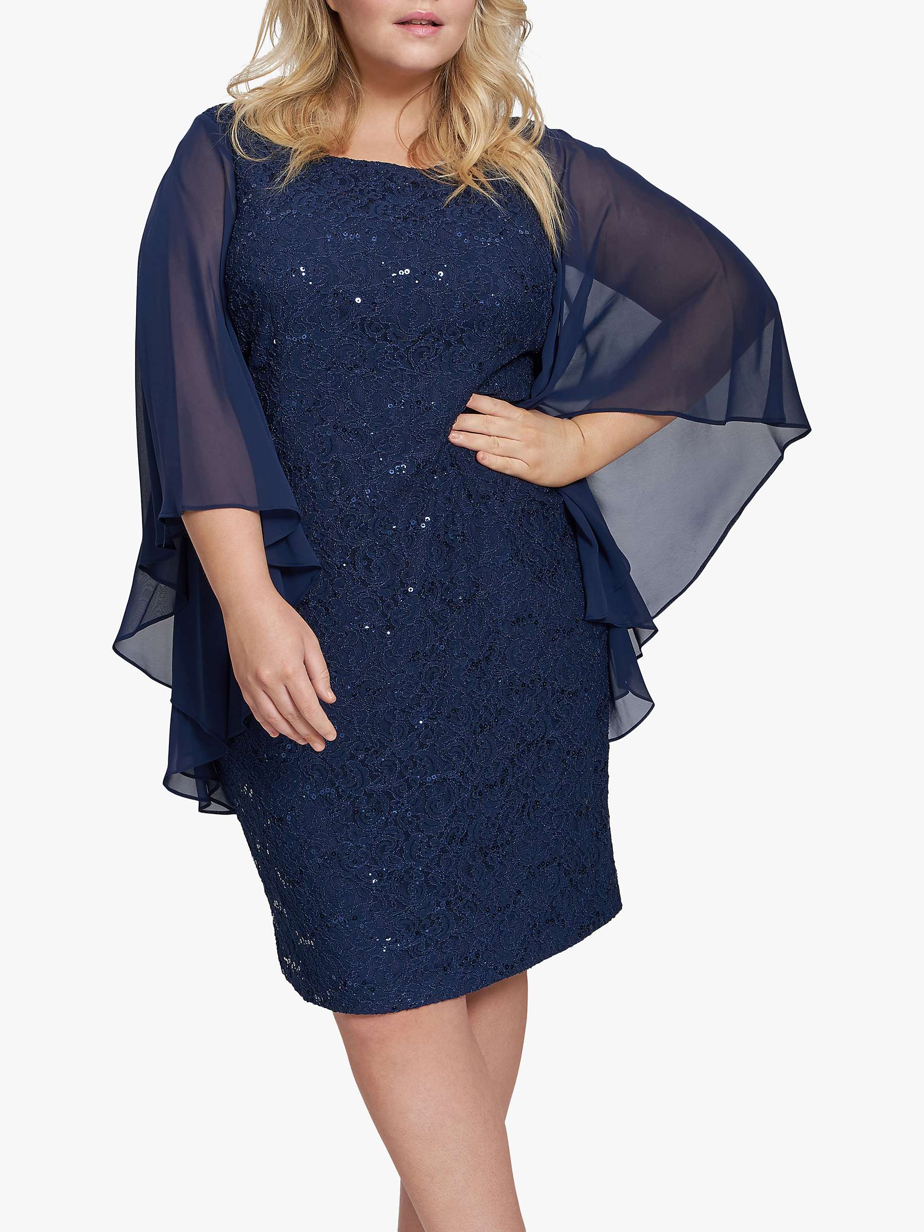 Buy Gina Bacconi Plus Size Passion Sequin Lace Shift Dress, Spring Navy Online at johnlewis.com