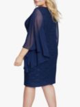 Gina Bacconi Plus Size Passion Sequin Lace Shift Dress, Spring Navy