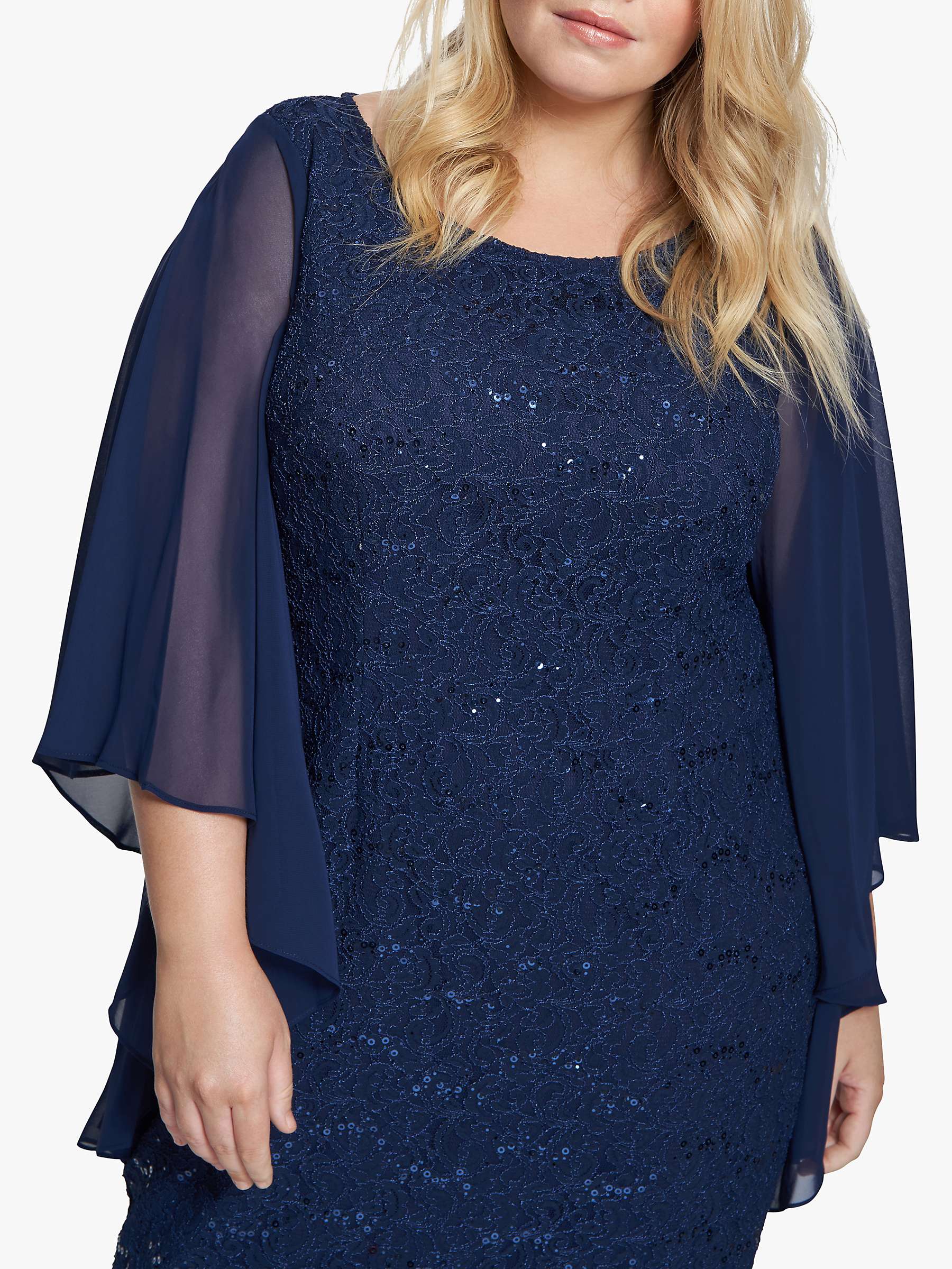 Buy Gina Bacconi Plus Size Passion Sequin Lace Shift Dress, Spring Navy Online at johnlewis.com