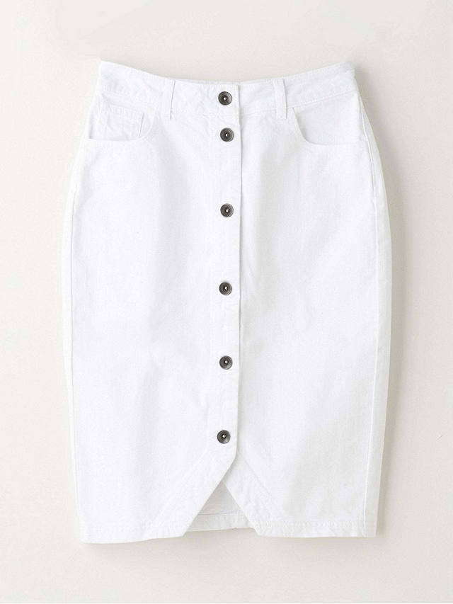 Truly Denim Button Skirt, White