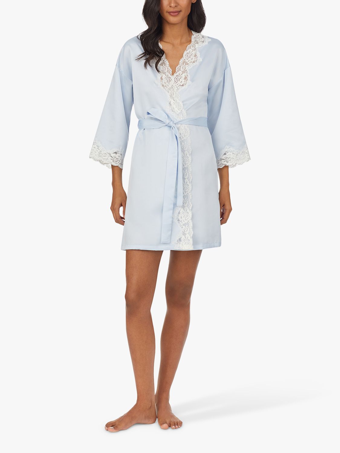 Buy Lauren Ralph Lauren Lace Detail Signature Satin Kimono Robe Online at johnlewis.com