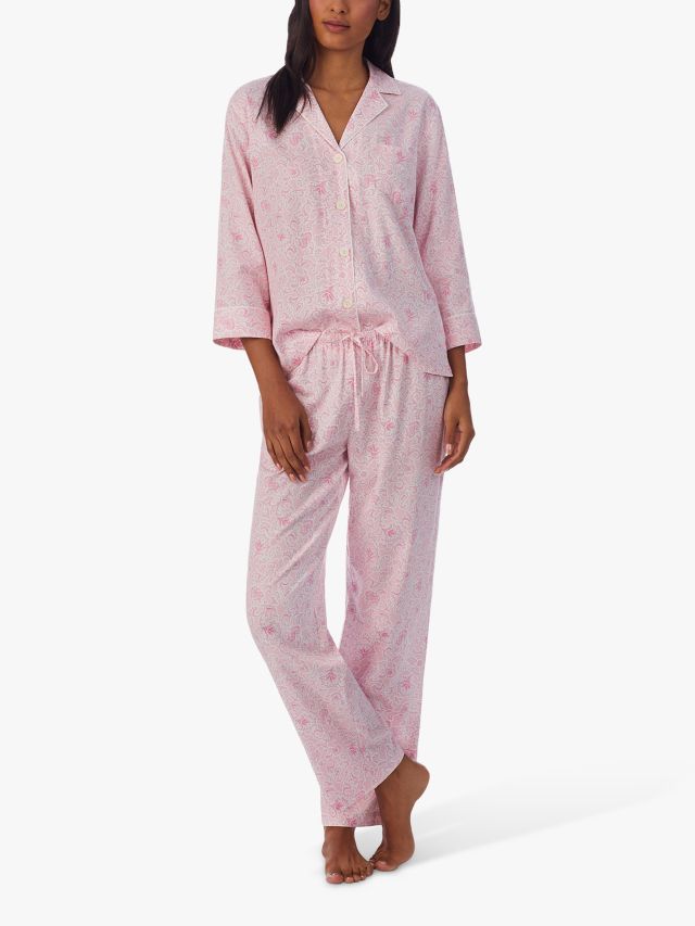 Lauren Ralph Lauren Paisley Classic Notch Collar Pyjama Set, Pink, S
