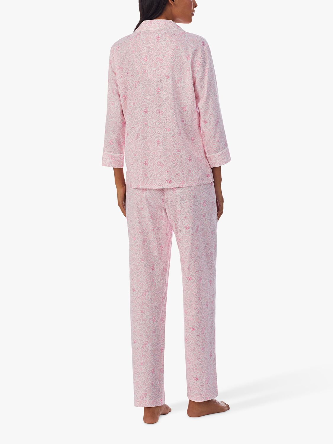 Lauren Ralph Lauren Paisley Classic Notch Collar Pyjama Set, Pink at John  Lewis & Partners
