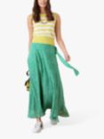 Brora Rice Print Cotton Silk Maxi Skirt, Emerald