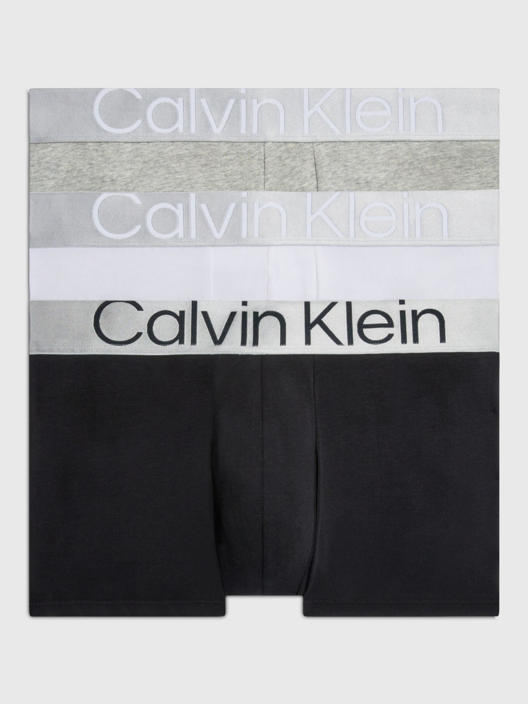 Calvin Klein Recycled Cotton Blend Trunks, Pack of 3, Black/White/Grey at  John Lewis & Partners