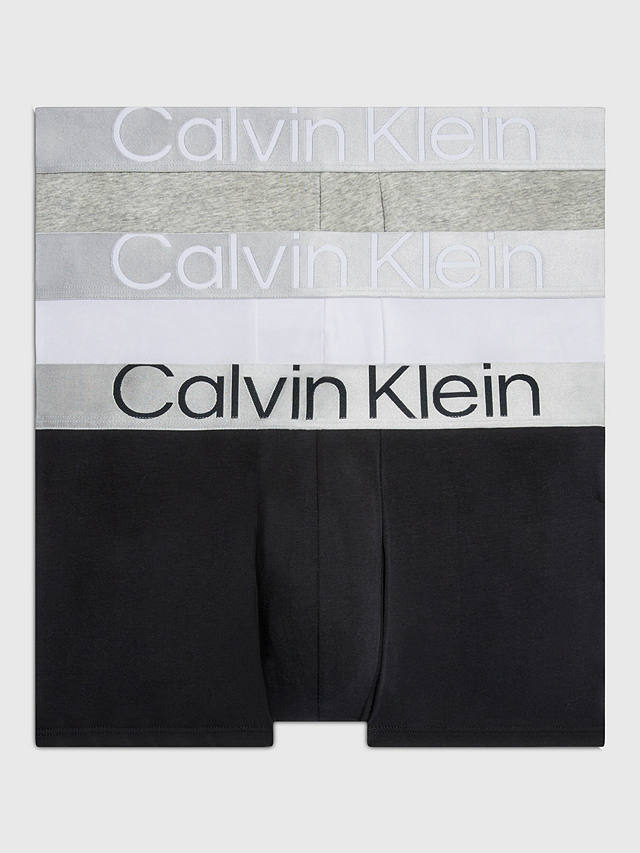Calvin Klein Recycled Cotton Blend Trunks, Pack of 3, Black/White/Grey