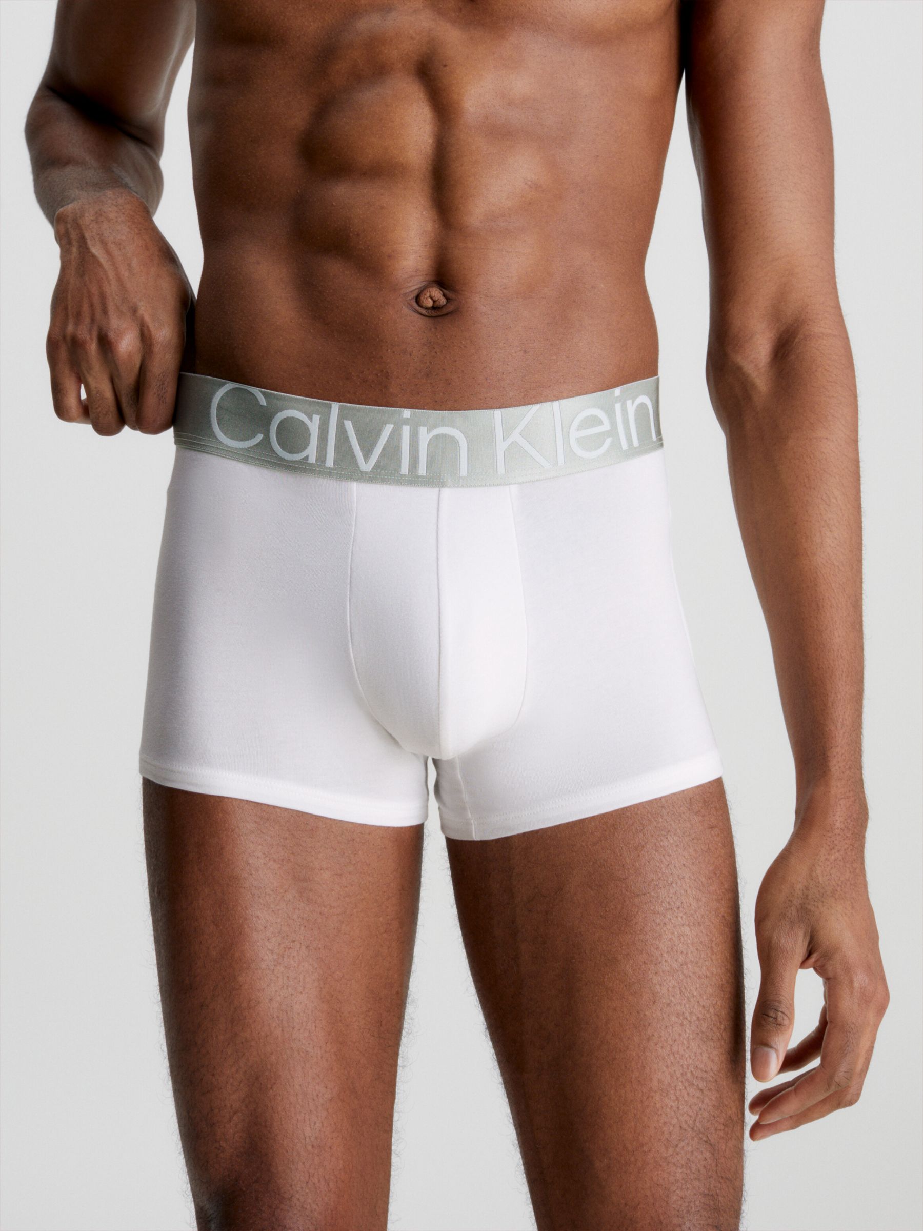 Calvin Klein Recycled Cotton Blend Trunks, Pack of 3, Black/White/Grey, XS