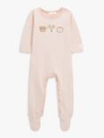 Purebaby Organic Cotton Forest Family Stripe Sleepsuit,  Pink Nude