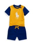 Ralph Lauren Baby Big Pony Top & Shorts Set, Gold Bugle