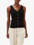 Phase Eight Celine Ribbed Top, Black