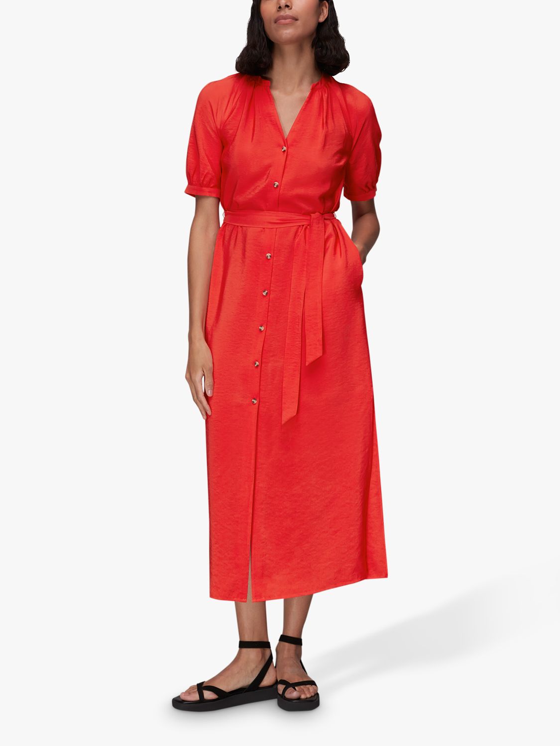 Whistles Olivia Midi Dress, Red, 6