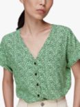 Whistles Ink Leopard Button Blouse, Green/Multi