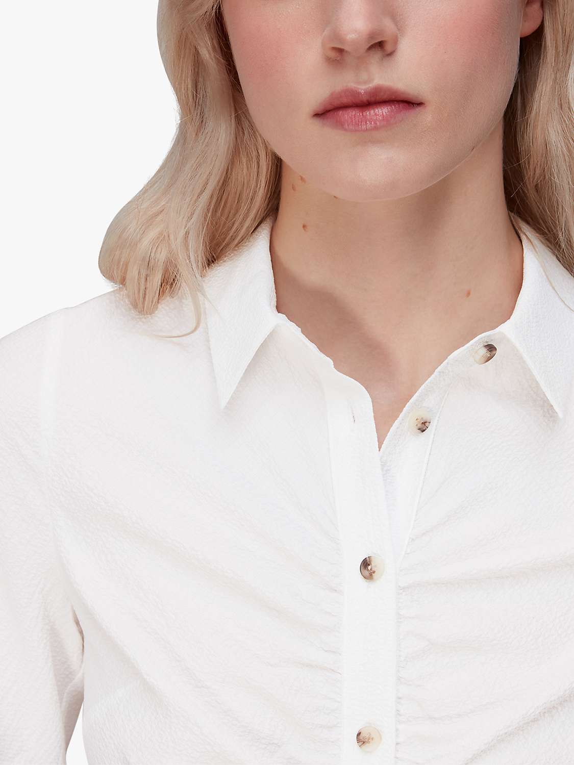 Whistles Willow Ruched Detail Shirt, White at John Lewis & Partners