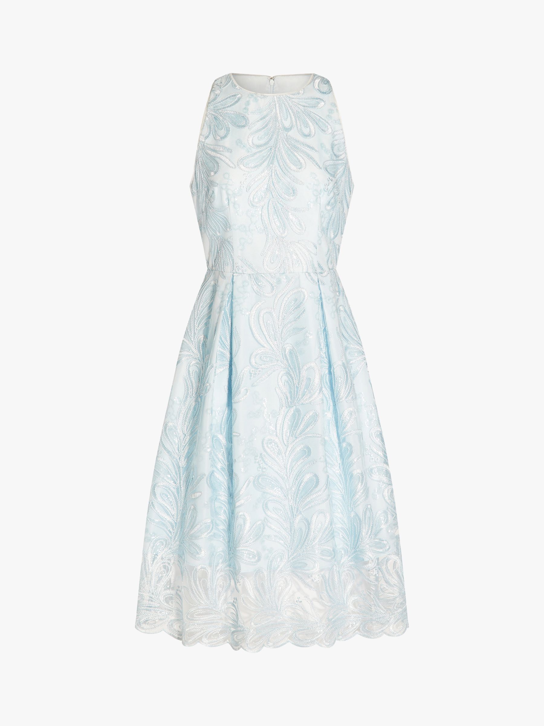 Adrianna Papell Ribbon Embroidery Flared Dress Opal at John Lewis