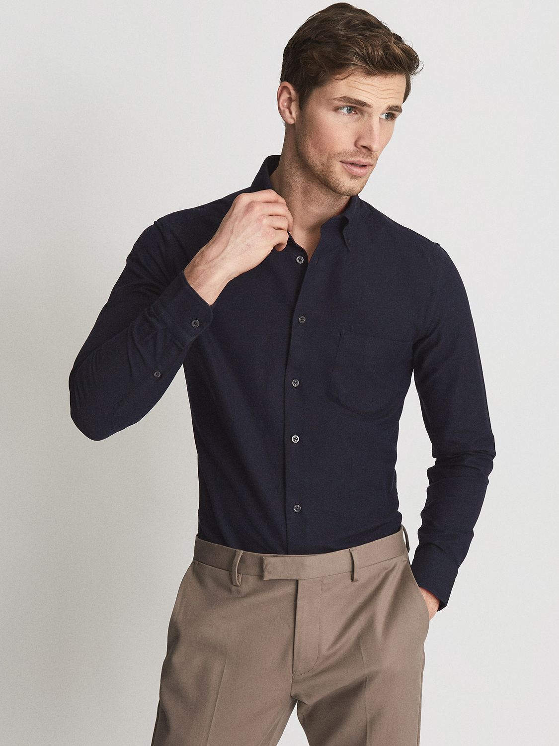 Reiss Greenwich Shirt, Navy at John Lewis & Partners