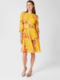 Hobbs Jasmina Floral Print Dress, Yellow