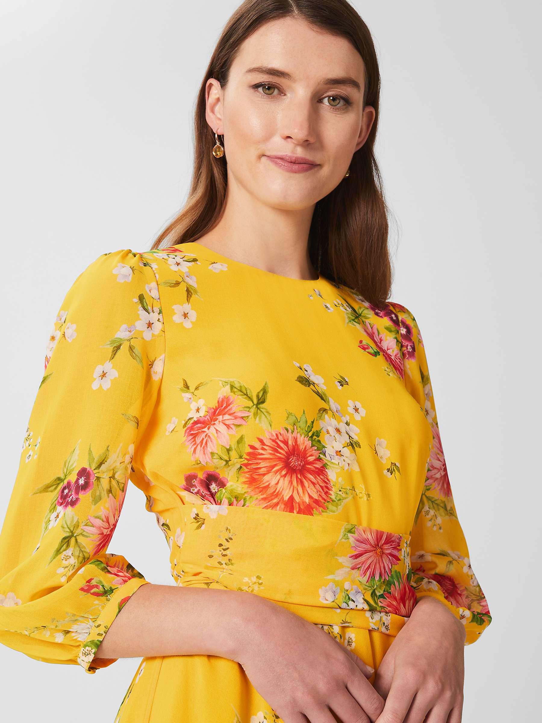 Buy Hobbs Jasmina Floral Print Dress, Yellow Online at johnlewis.com