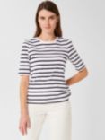 Hobbs Eva Striped T-Shirt, White/Dark Navy