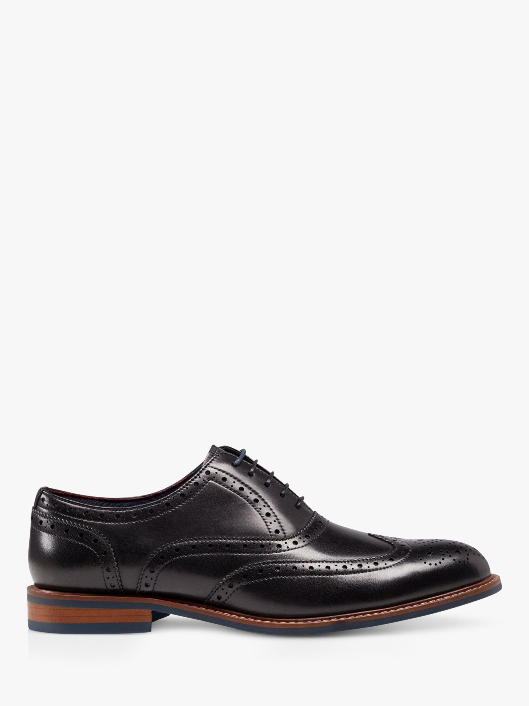 Dune Pollodium Wide Fit Leather Brogues, Black at John Lewis & Partners