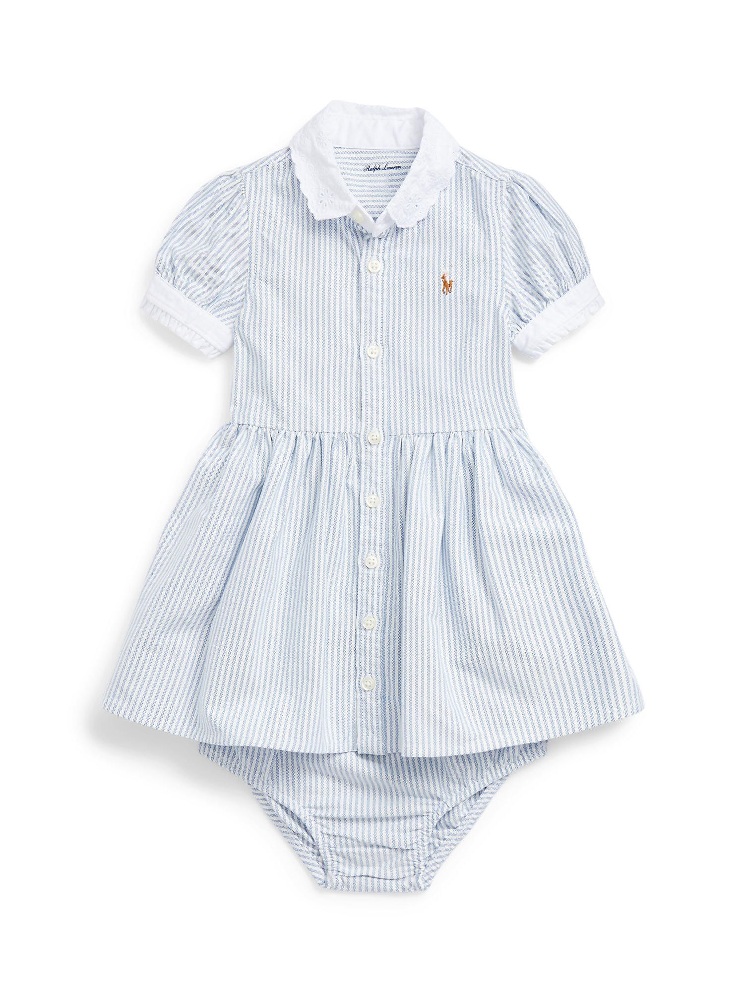 Polo Ralph Lauren Baby Stripe Shirt Dress, Blue/White at John Lewis ...
