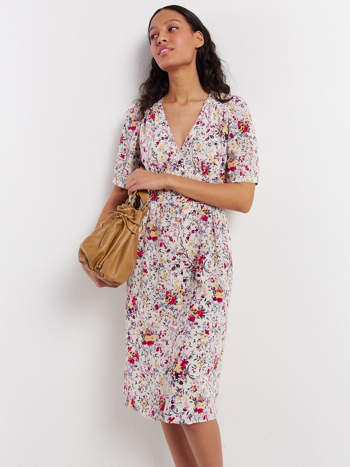 Gerard Darel Jane Floral Print Silk Tea Dress, Multi