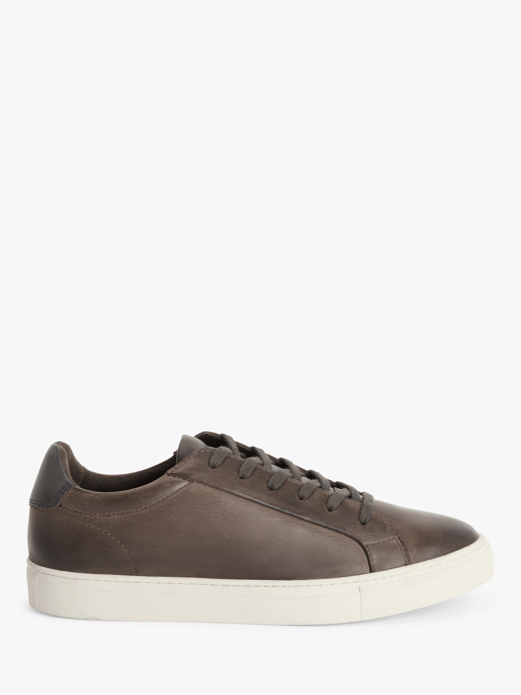 John Lewis Leather Cupsole Trainers, Dark Brown, 7