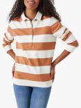 Crew Clothing Anouk Stripe Rugby Shirt, Light Brown